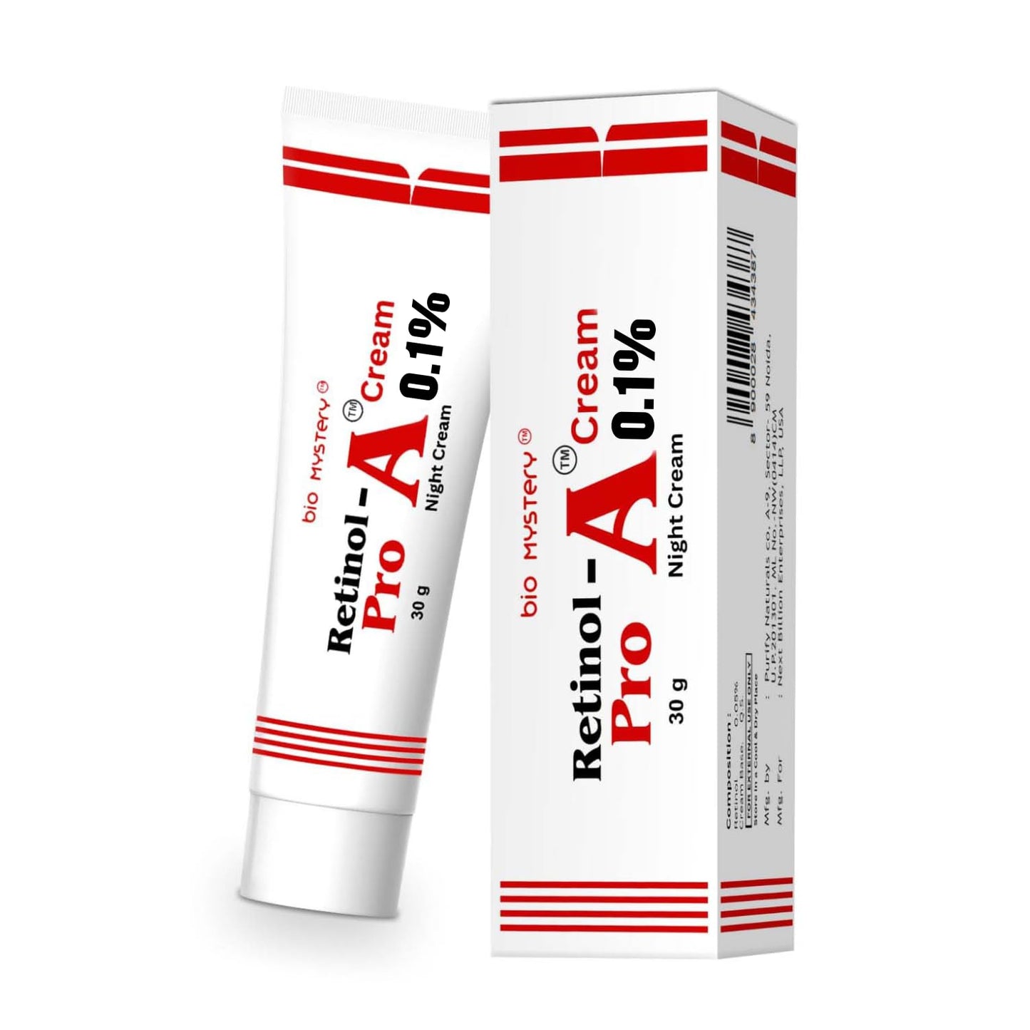 Retinol Pro Night Cream 0.1% with Collagen & Peptides – 30g | Anti-Aging & Skin Renewal Formula for Fine Lines, Wrinkles & Uneven Texture