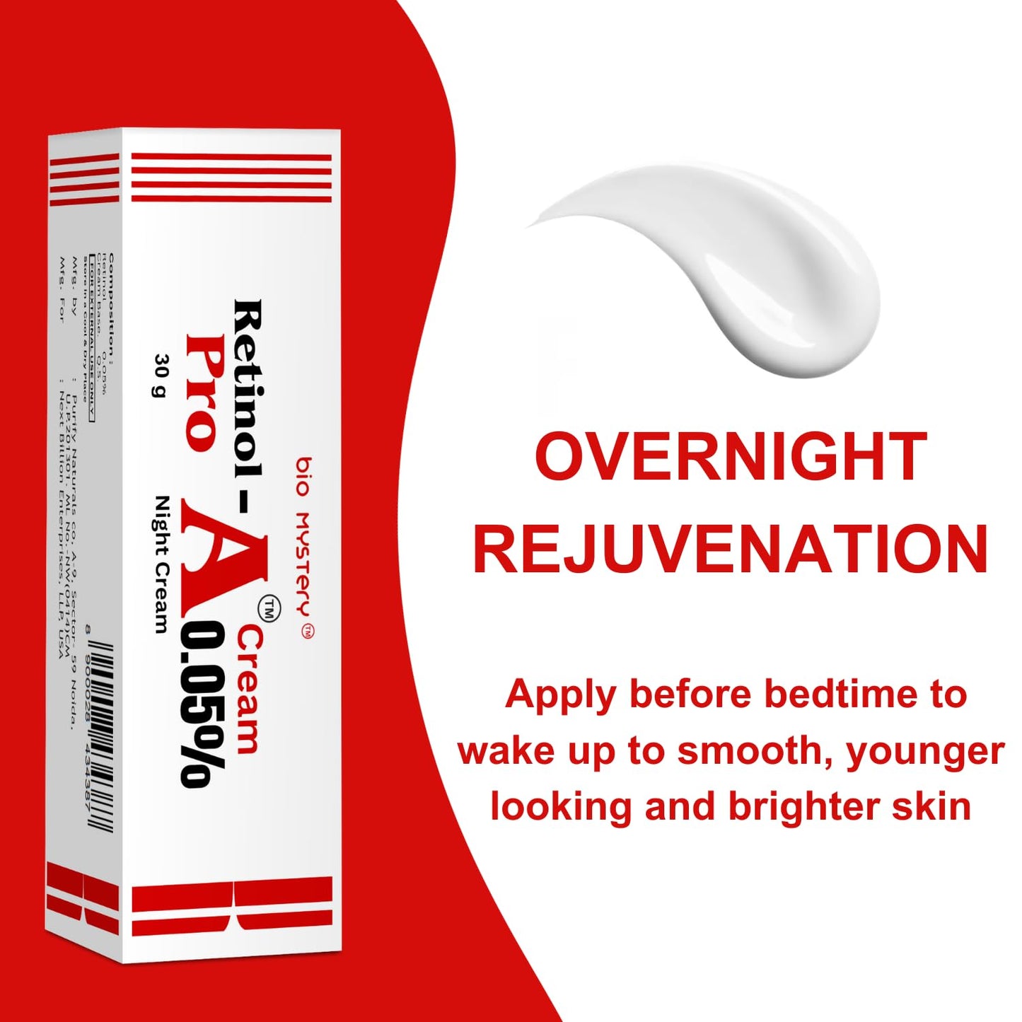 Retinol Pro Night Cream 0.05% – Anti-Aging & Skin Renewal Formula with Collagen & Peptides | 30g | Reduces Wrinkles, Fine Lines & Improves Skin Texture