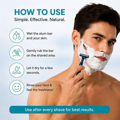 Bio Mystery Natural Alum Block (Fitkari) for Shaving – After Shave Styptic for Razor Cuts & Razor Burn Relief | Natural Deodorant Stone | Travel Case Included | 100g