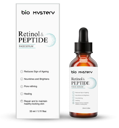 Retinol & Peptide Face Serum (33 ml / 1.12 oz): Fight Signs of Aging, Even Skin Tone, Improve Elasticity & Reveal a Firmer, Glowing Appearance Naturally