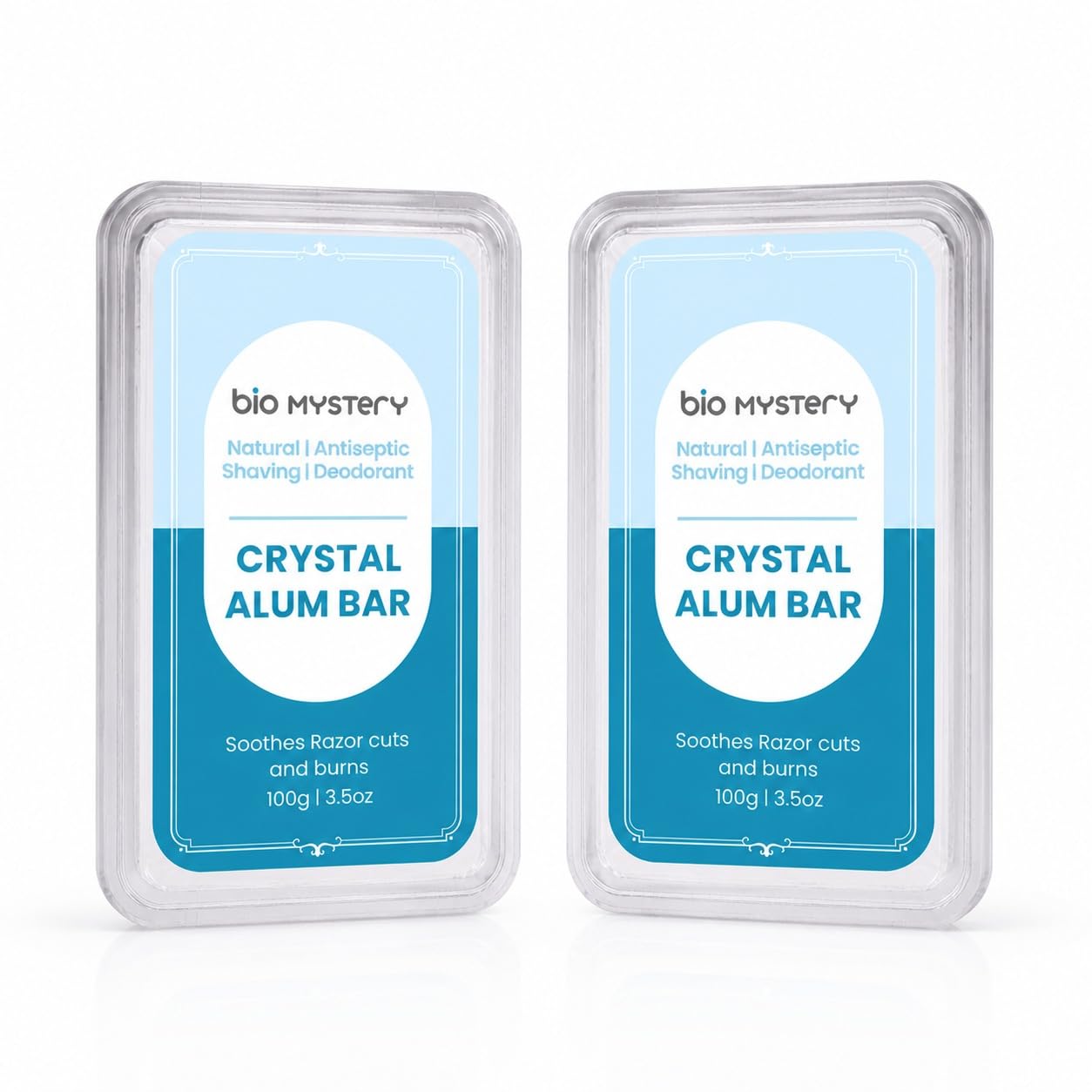 Bio Mystery Natural Alum Block (Fitkari) for Shaving – After Shave Styptic for Razor Cuts & Razor Burn Relief | Natural Deodorant Stone | Travel Case Included | 100g