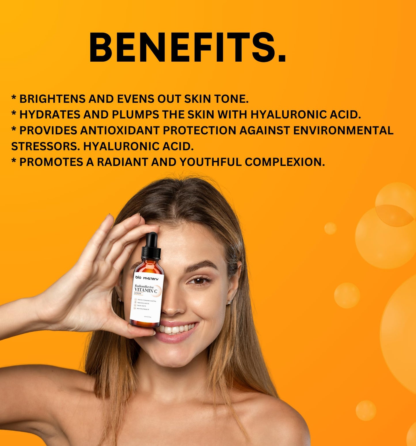 Radiant Revive Vitamin C Face Serum 33 ml (1.12 oz) – With 15% Pure Ascorbic Acid, 2% Hyaluronic Acid, 1% Ferulic Acid & Aloe Vera – Brightening, Anti-Aging & Hydrating Formula for Glowing, Youthful Skin