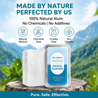 Bio Mystery Natural Alum Block (Fitkari) for Shaving – After Shave Styptic for Razor Cuts & Razor Burn Relief | Natural Deodorant Stone | Travel Case Included | 100g