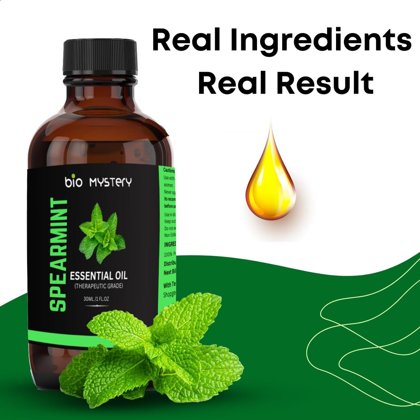 Pure Spearmint Essential Oil 30ml (1.0 Ounce) | 100% Natural, Therapeutic Grade, Undiluted | Invigorating Aroma for Diffuser, Massage, Hair & Skin Care