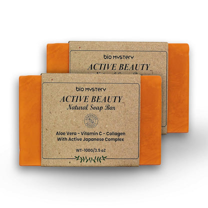 Bio Mystery Active Beauty Soap Bars – Natural Handmade Vegan Soap for All Skin Types – Pack of 2 (100g Each)