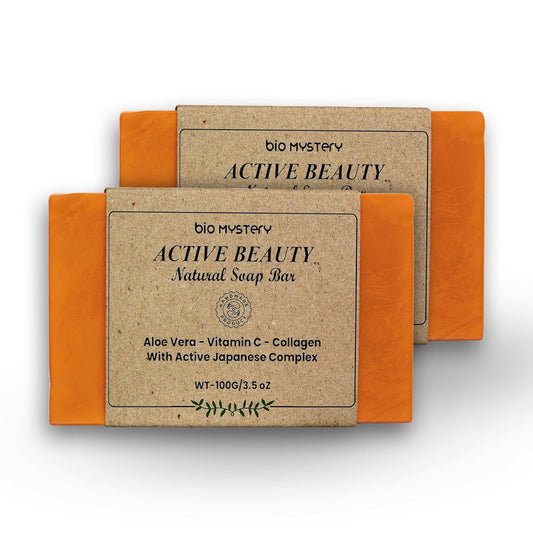Bio Mystery Active Beauty Soap Bars – Natural Handmade Vegan Soap for All Skin Types – Pack of 2 (100g Each)
