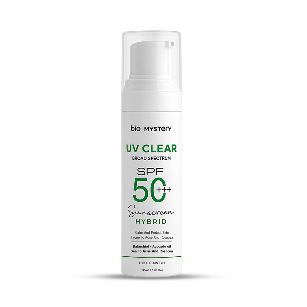 Bio Mystery Clear Face Sunscreen Lotion SPF 50+++ | For Acne-Prone, Oily & Sensitive Skin | Hybrid UV Protection | Matte, Lightweight & Non-Greasy | 50ml