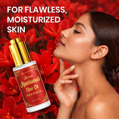 Bio Mystery Authentic Kumkumadi Elixir Face Oil for Natural Glow & Radiant Looking Skin | Traditional Botanical Blend with Vitamin A & C-Rich Extracts | Lightweight, Non-Greasy Daily Face Oil for All Skin Types | 30ml