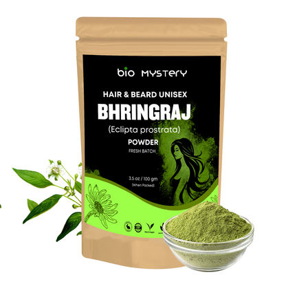 Bio Mystery Bhringraj Powder | 100% Pure & Natural Eclipta Prostrata for Hair Growth & Scalp Health | Ayurvedic Herbal Hair Care – 100g
