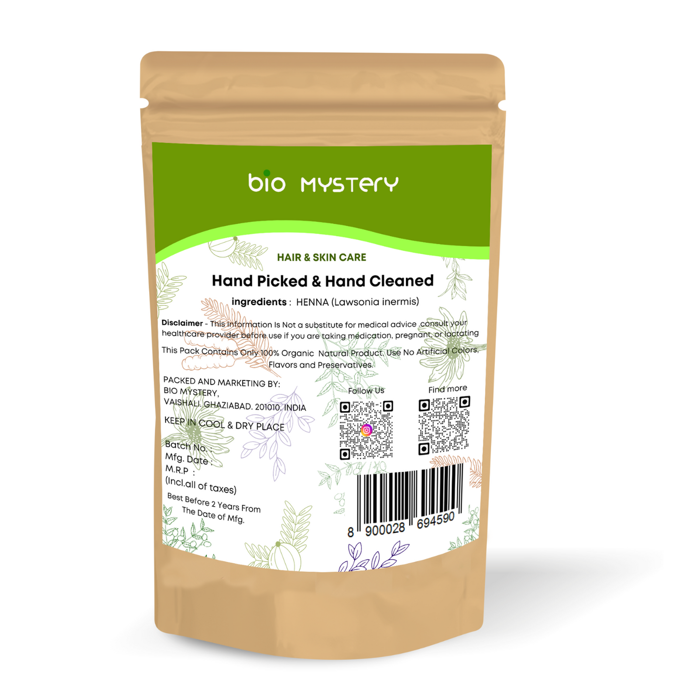 Henna Powder | 100% Pure Lawsonia Inermis for Natural Hair Color & Conditioning | 100Gm