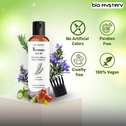 Bio Mystery Rosemary Hair Growth Oil – Enriched with Biotin, Argan, Vitamin E, Jojoba & Castor