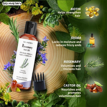 Bio Mystery Rosemary Hair Growth Oil – Enriched with Biotin, Argan, Vitamin E, Jojoba & Castor