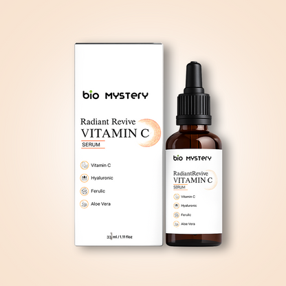 Radiant Revive Vitamin C Face Serum 33 ml (1.12 oz) – With 15% Pure Ascorbic Acid, 2% Hyaluronic Acid, 1% Ferulic Acid & Aloe Vera – Brightening, Anti-Aging & Hydrating Formula for Glowing, Youthful Skin